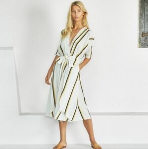 Striped V-Neck Midi Dress